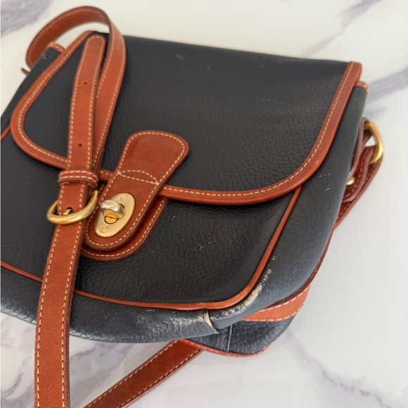 Vintage COACH Wrinkled Leather Crossbody Bag, Navy / Brown - Picture 4 of 16